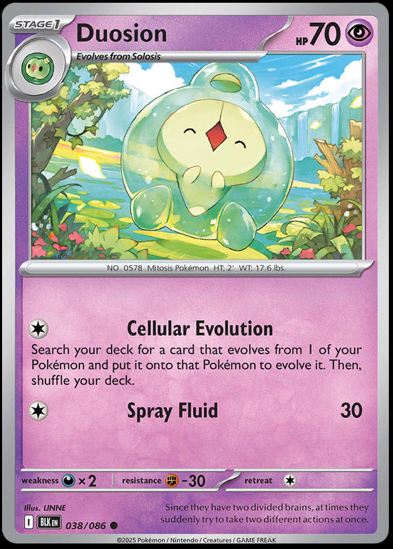 Duosion (38/86) Scarlet and Violet Black Bolt Common Pokemon Card TCG