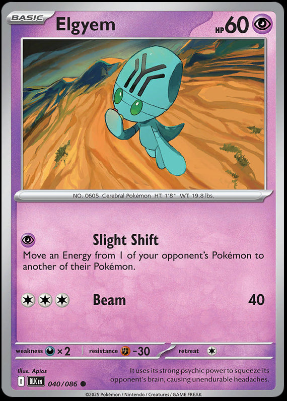 Elgyem (40/86) Scarlet and Violet Black Bolt Common Pokemon Card TCG