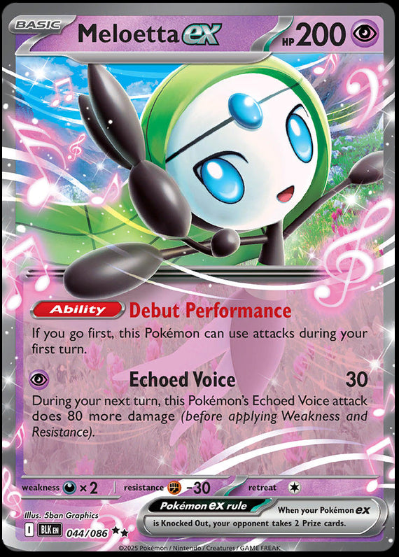 Meloetta ex (44/86) Scarlet and Violet Black Bolt Double Rare Pokemon Card TCG