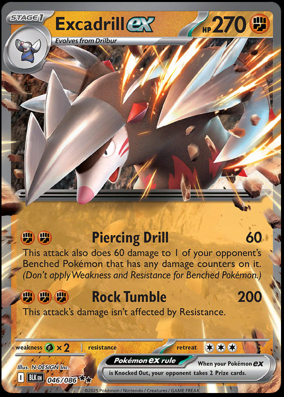 Excadrill ex (46/86) Scarlet and Violet Black Bolt Double Rare Pokemon Card TCG