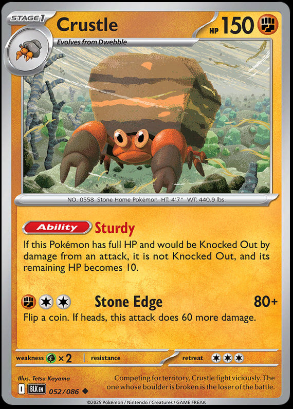 Crustle (52/86) Scarlet and Violet Black Bolt Uncommon Pokemon Card TCG