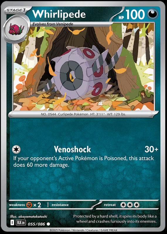 Whirlipede (55/86) Scarlet and Violet Black Bolt Common Pokemon Card TCG