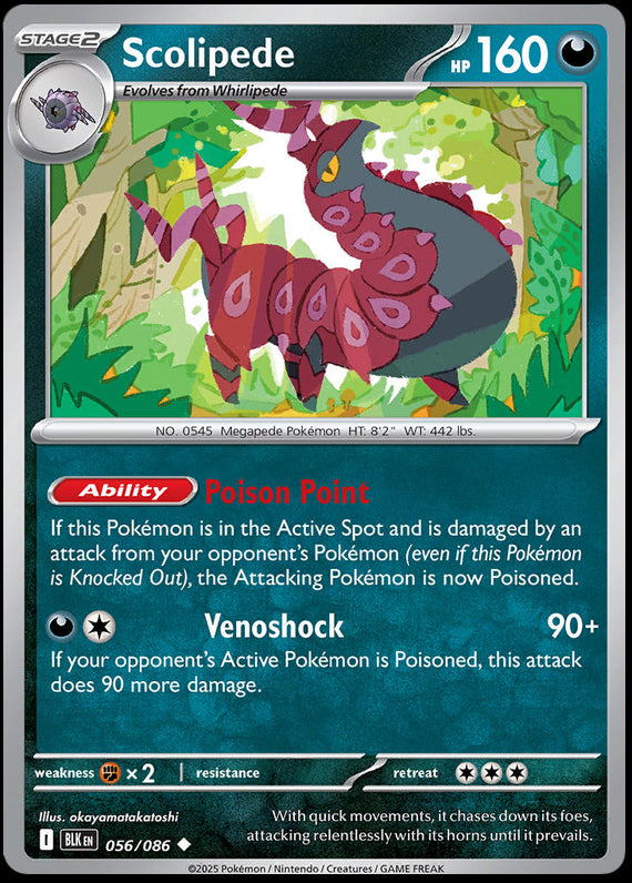 Scolipede (56/86) Scarlet and Violet Black Bolt Uncommon Pokemon Card TCG