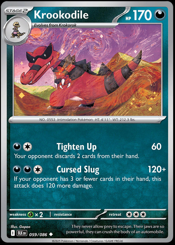 Krookodile (59/86) Scarlet and Violet Black Bolt Uncommon Pokemon Card TCG
