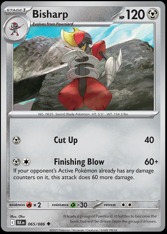 Bisharp (65/86) Scarlet and Violet Black Bolt Reverse Holo Uncommon Pokemon Card TCG