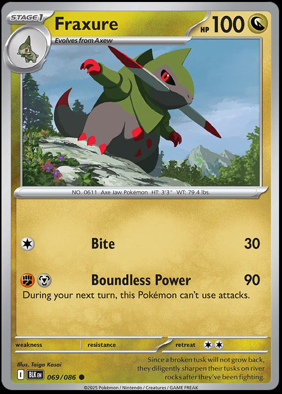 Fraxure (69/86) Scarlet and Violet Black Bolt Common Pokemon Card TCG