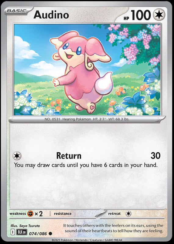 Audino (74/86) Scarlet and Violet Black Bolt Common Pokemon Card TCG