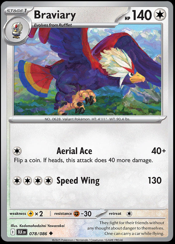 Braviary (78/86) Scarlet and Violet Black Bolt Uncommon Pokemon Card TCG