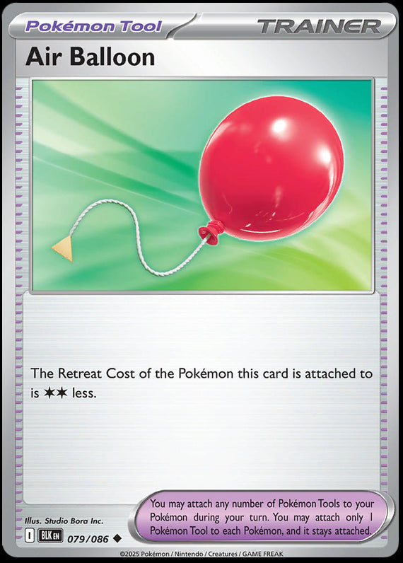 Air Balloon (79/86) Scarlet and Violet Black Bolt Reverse Holo Uncommon Pokemon Card TCG
