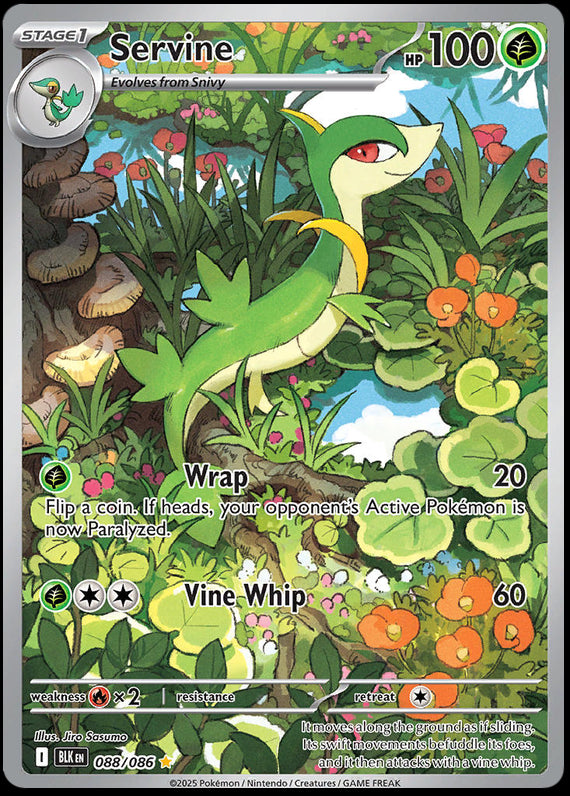 Servine (88/86) Scarlet and Violet Black Bolt Illustration Rare Pokemon Card TCG