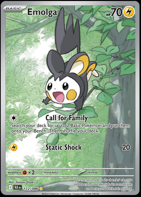 Emolga (112/86) Scarlet and Violet Black Bolt Illustration Rare Pokemon Card TCG