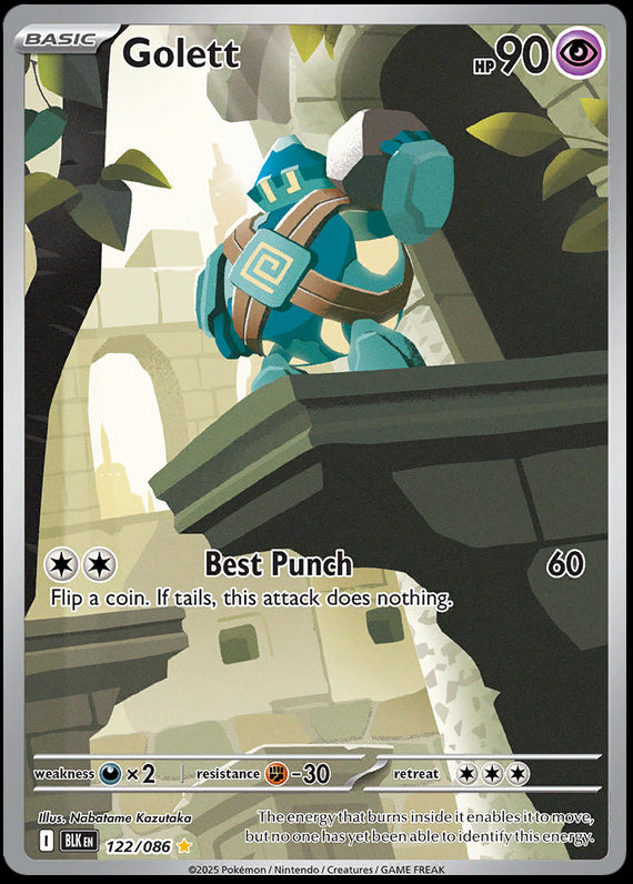 Golett (122/86) Scarlet and Violet Black Bolt Illustration Rare Pokemon Card TCG