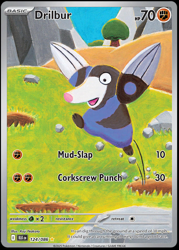 Drilbur (124/86) Scarlet and Violet Black Bolt Illustration Rare Pokemon Card TCG