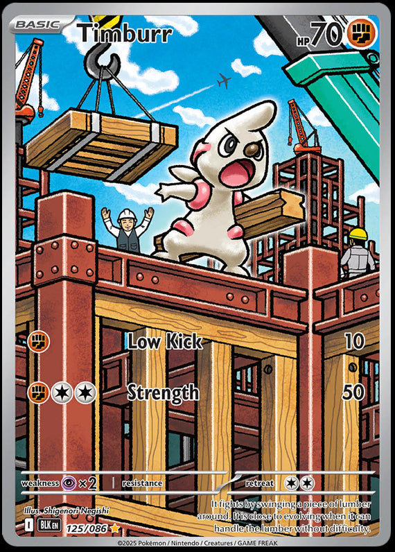 Timburr (125/86) Scarlet and Violet Black Bolt Illustration Rare Pokemon Card TCG