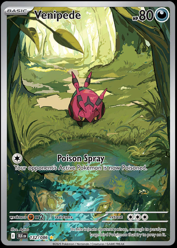 Venipede (132/86) Scarlet and Violet Black Bolt Illustration Rare Pokemon Card TCG