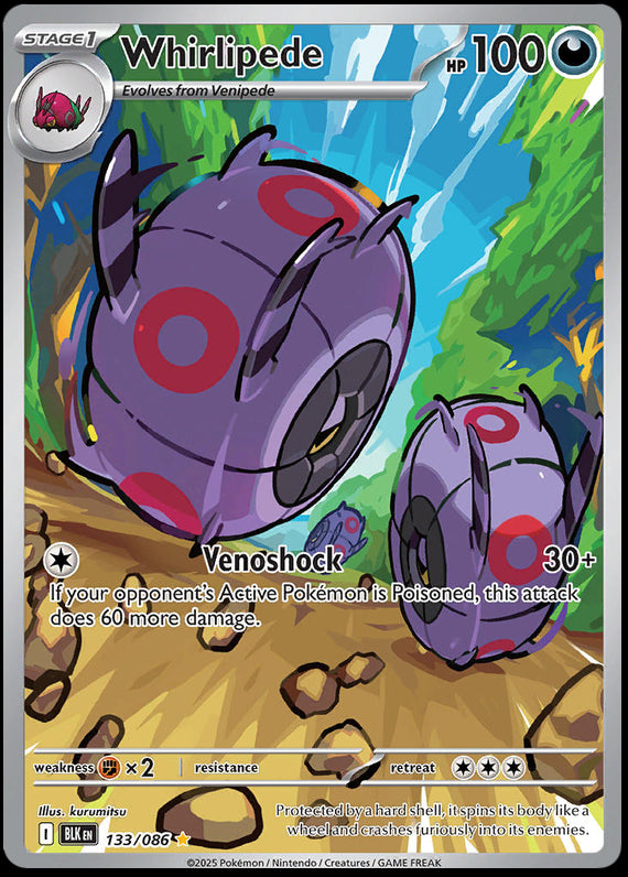 Whirlipede (133/86) Scarlet and Violet Black Bolt Illustration Rare Pokemon Card TCG