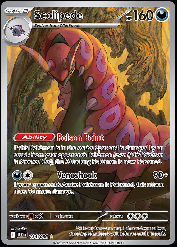 Scolipede (134/86) Scarlet and Violet Black Bolt Illustration Rare Pokemon Card TCG