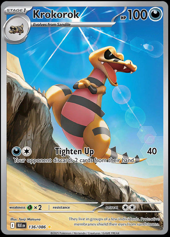 Krokorok (136/86) Scarlet and Violet Black Bolt Illustration Rare Pokemon Card TCG