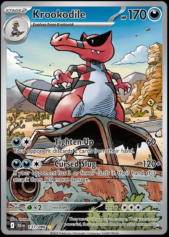 Krookodile (137/86) Scarlet and Violet Black Bolt Illustration Rare Pokemon Card TCG