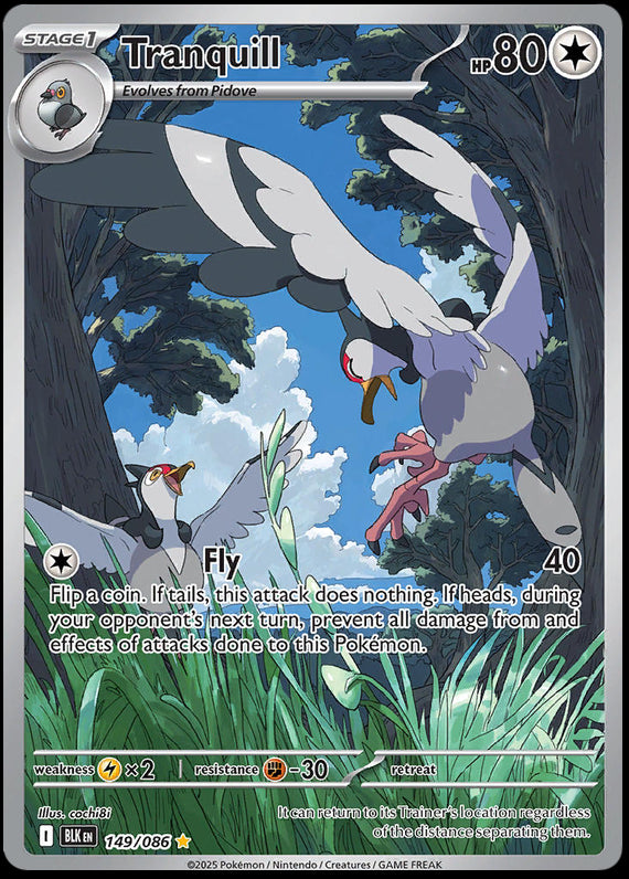 Tranquill (149/86) Scarlet and Violet Black Bolt Illustration Rare Pokemon Card TCG