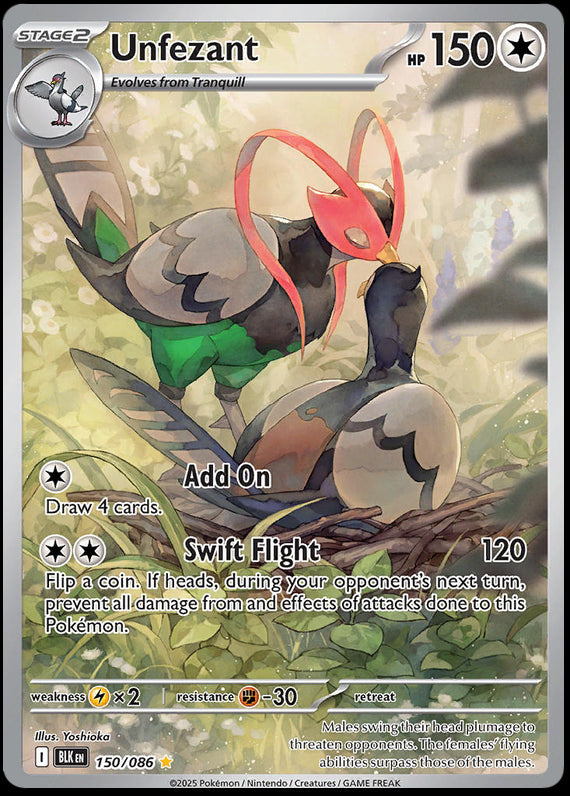 Unfezant (150/86) Scarlet and Violet Black Bolt Illustration Rare Pokemon Card TCG
