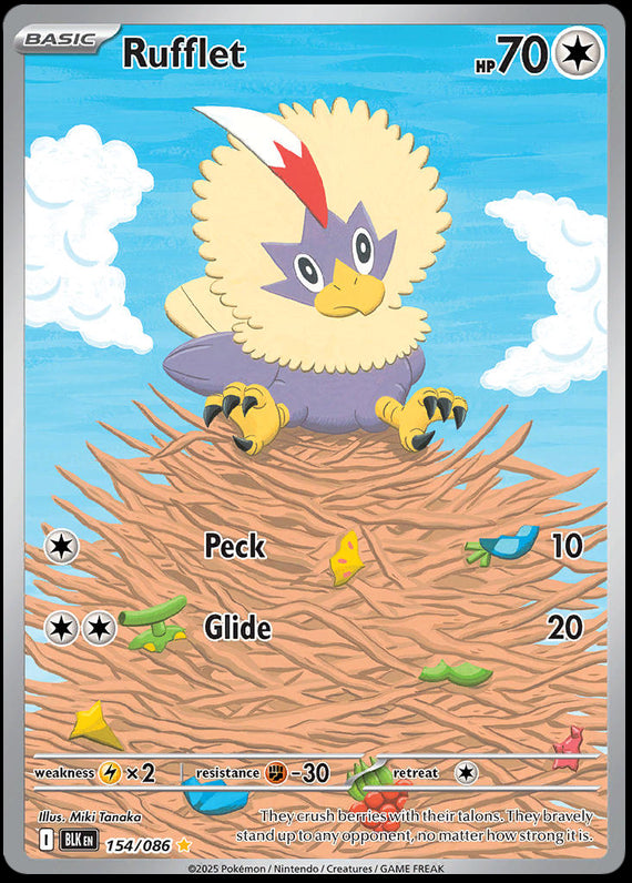 Rufflet (154/86) Scarlet and Violet Black Bolt Illustration Rare Pokemon Card TCG