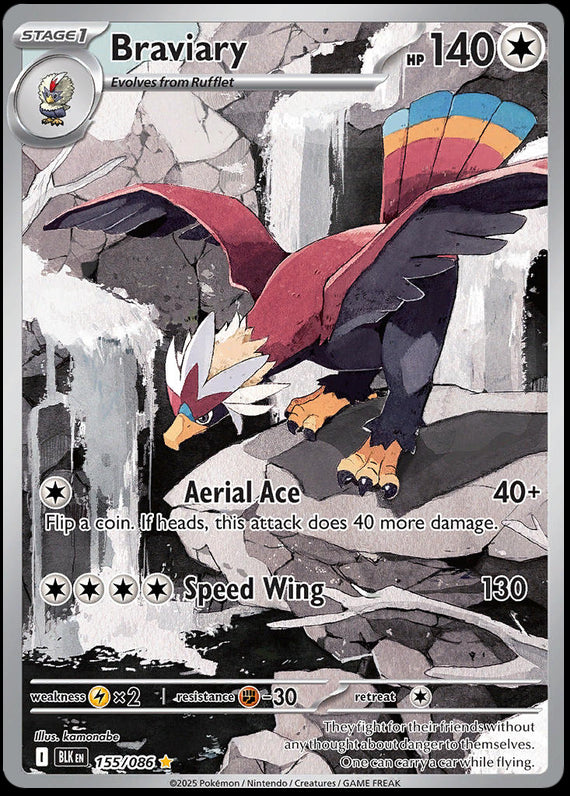 Braviary (155/86) Scarlet and Violet Black Bolt Illustration Rare Pokemon Card TCG