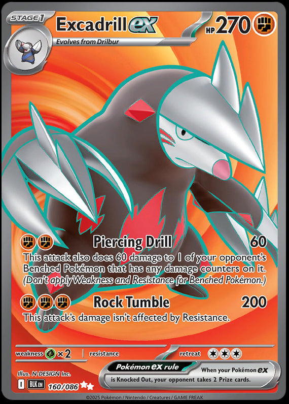 Excadrill ex (160/86) Scarlet and Violet Black Bolt Ultra Rare Pokemon Card TCG