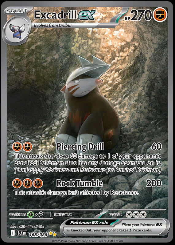 Excadrill ex (168/86) Scarlet and Violet Black Bolt Special Illustration Rare Pokemon Card TCG