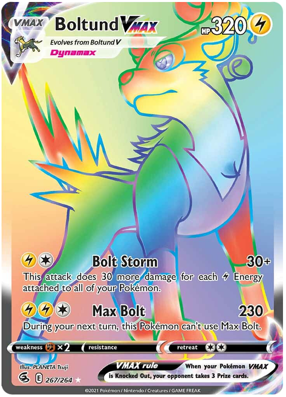 Boltund VMAX 267/264 SWSH Fusion Strike Secret Rare Full Art Pokemon Card TCG