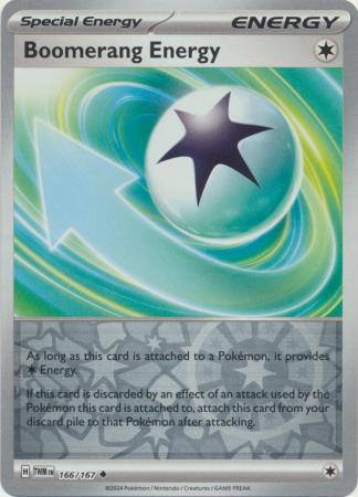 Boomerang Energy 166/167 SV Twilight Masquerade Reverse Holo Uncommon Trainer Pokemon Card TCG Near Mint 