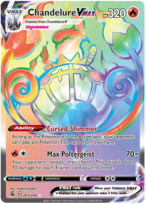 Chandelure VMAX 265/264 SWSH Fusion Strike Secret Rare Full Art Pokemon Card TCG