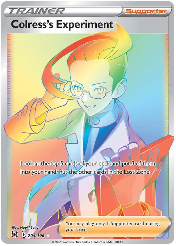 Colress's Experiment 205/196 SWSH Lost Origin Secret Rare Full Art Pokemon Card TCG Near Mint