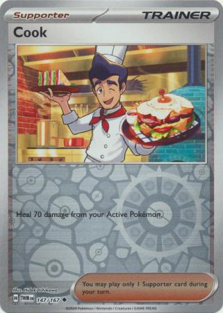 Cook 147/167 SV Twilight Masquerade Reverse Holo Uncommon Trainer Pokemon Card TCG Near Mint 