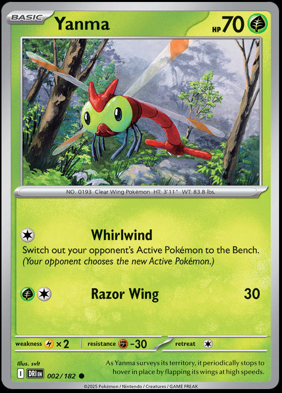 Yanma (2/182) Scarlet and Violet Destined Rivals Reverse Holo Common Pokemon Card TCG