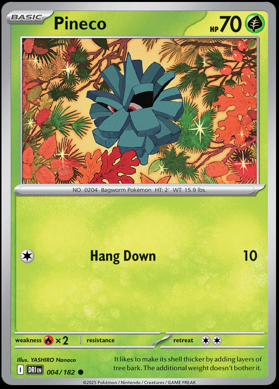 Pineco (4/182) Scarlet and Violet Destined Rivals Reverse Holo Common Pokemon Card TCG