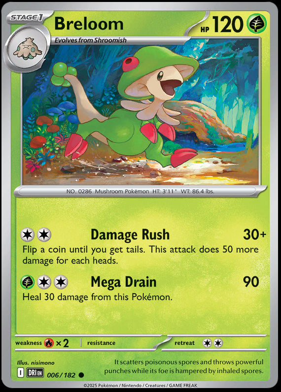 Breloom (6/182) Scarlet and Violet Destined Rivals Common Pokemon Card TCG
