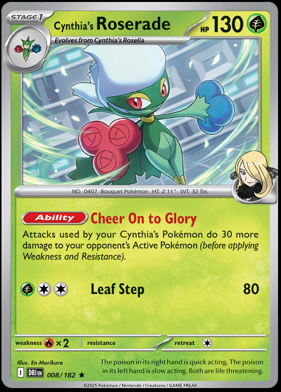 Cynthias Roserade (8/182) Scarlet and Violet Destined Rivals Reverse Holo Rare Pokemon Card TCG