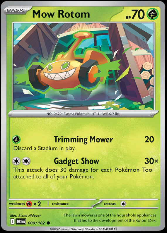 Mow Rotom (9/182) Scarlet and Violet Destined Rivals Reverse Holo Common Pokemon Card TCG