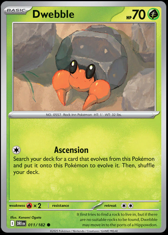 Dwebble (11/182) Scarlet and Violet Destined Rivals Reverse Holo Common Pokemon Card TCG