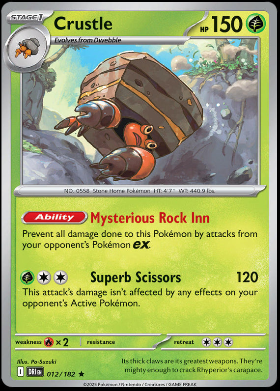 Crustle (12/182) Scarlet and Violet Destined Rivals Reverse Holo Rare Pokemon Card TCG