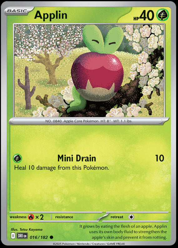Applin (16/182) Scarlet and Violet Destined Rivals Reverse Holo Common Pokemon Card TCG