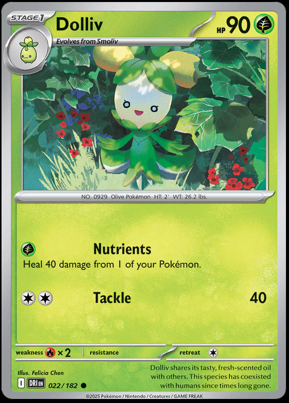 Dolliv (22/182) Scarlet and Violet Destined Rivals Reverse Holo Common Pokemon Card TCG