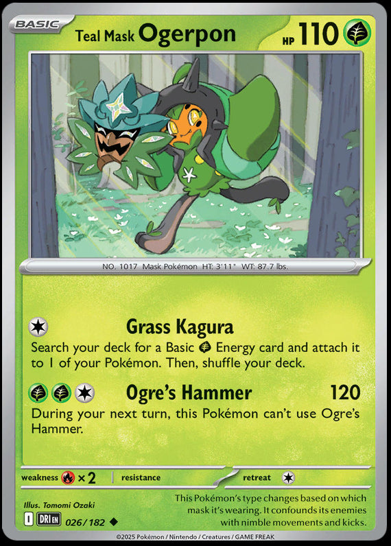 Teal Mask Ogerpon (26/182) Scarlet and Violet Destined Rivals Uncommon Pokemon Card TCG