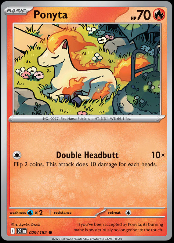 Ponyta (29/182) Scarlet and Violet Destined Rivals Reverse Holo Common Pokemon Card TCG