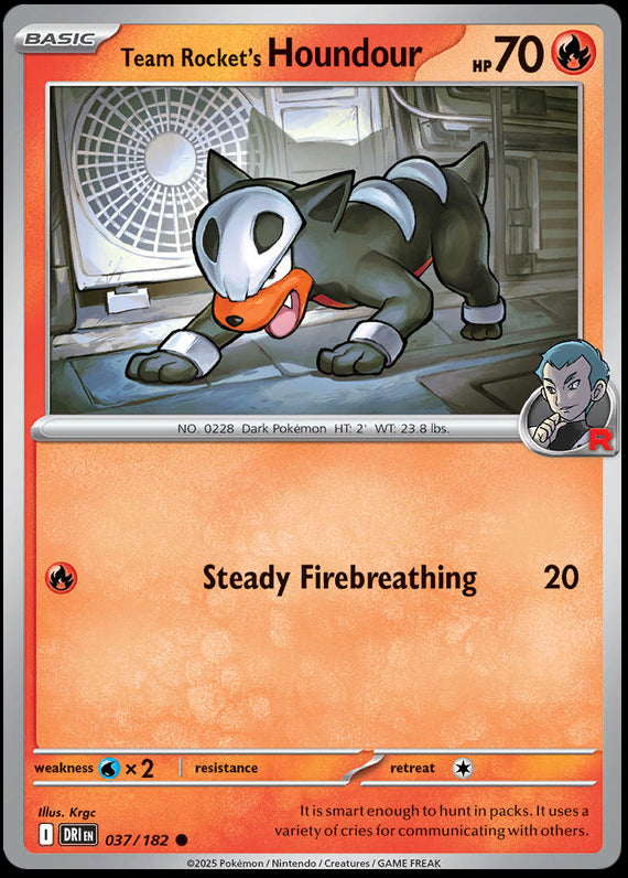 Team Rockets Houndour (37/182) Scarlet and Violet Destined Rivals Reverse Holo Common Pokemon Card TCG