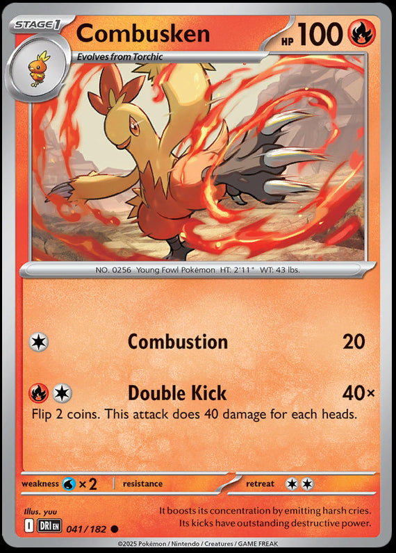 Combusken (41/182) Scarlet and Violet Destined Rivals Reverse Holo Common Pokemon Card TCG