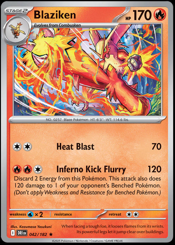 Blaziken (42/182) Scarlet and Violet Destined Rivals Reverse Holo Rare Pokemon Card TCG
