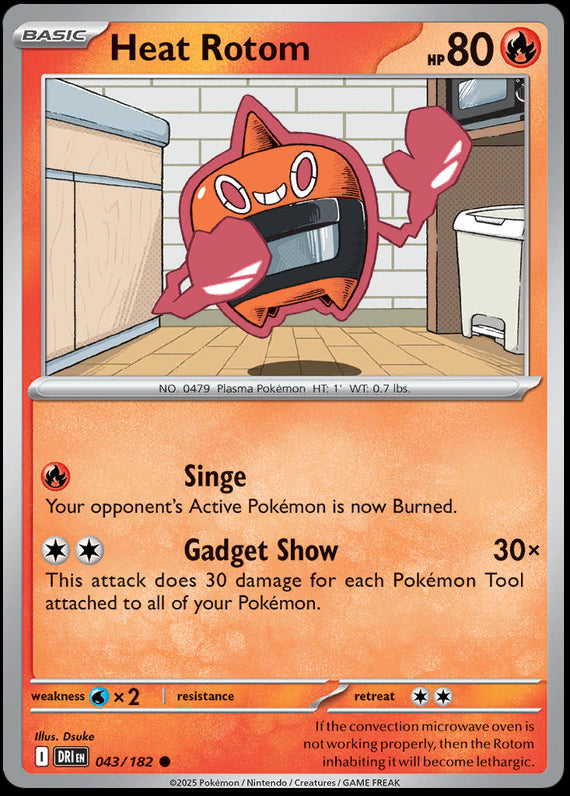 Heat Rotom (43/182) Scarlet and Violet Destined Rivals Reverse Holo Common Pokemon Card TCG