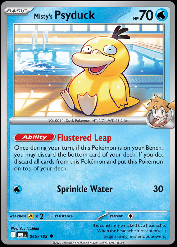 Mistys Psyduck (45/182) Scarlet and Violet Destined Rivals Reverse Holo Uncommon Pokemon Card TCG